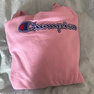 Champion Pink Script Logo Crewneck Sweatshirt